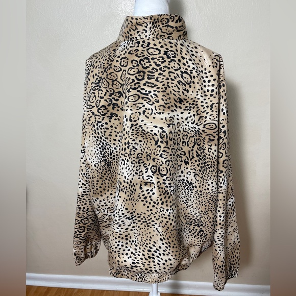 Allyson Whitmore Fall Woman Windbreaker Brown Leopard Print Jacket golf 2X - Picture 10 of 15